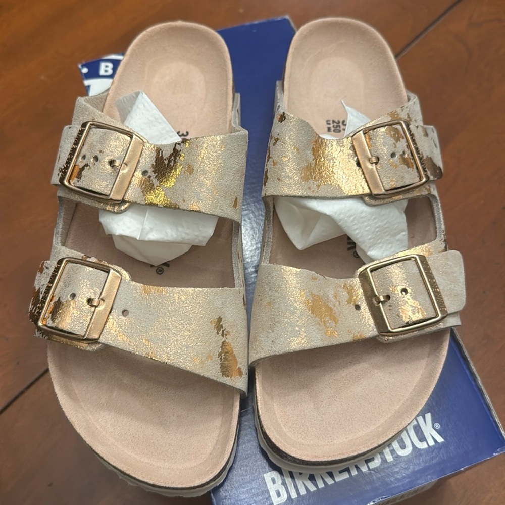 Birkenstock Arizona Vintage Metallic Rose Copper NWOT